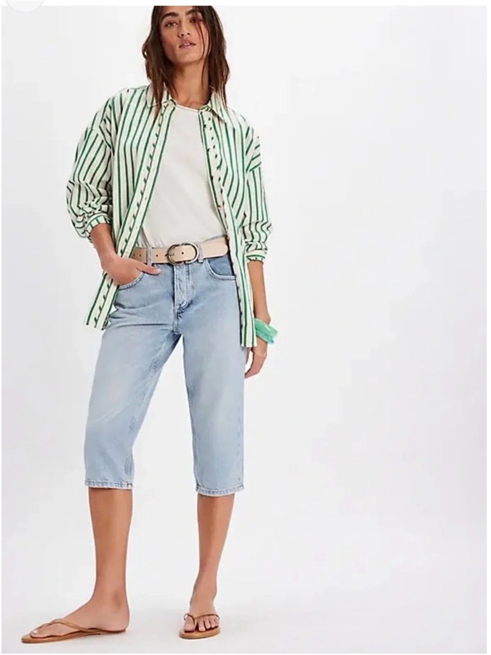 NWT We The Free Free People Sun City High Rise Capri Jeans Size 26 Button Fly - Picture 2 of 8